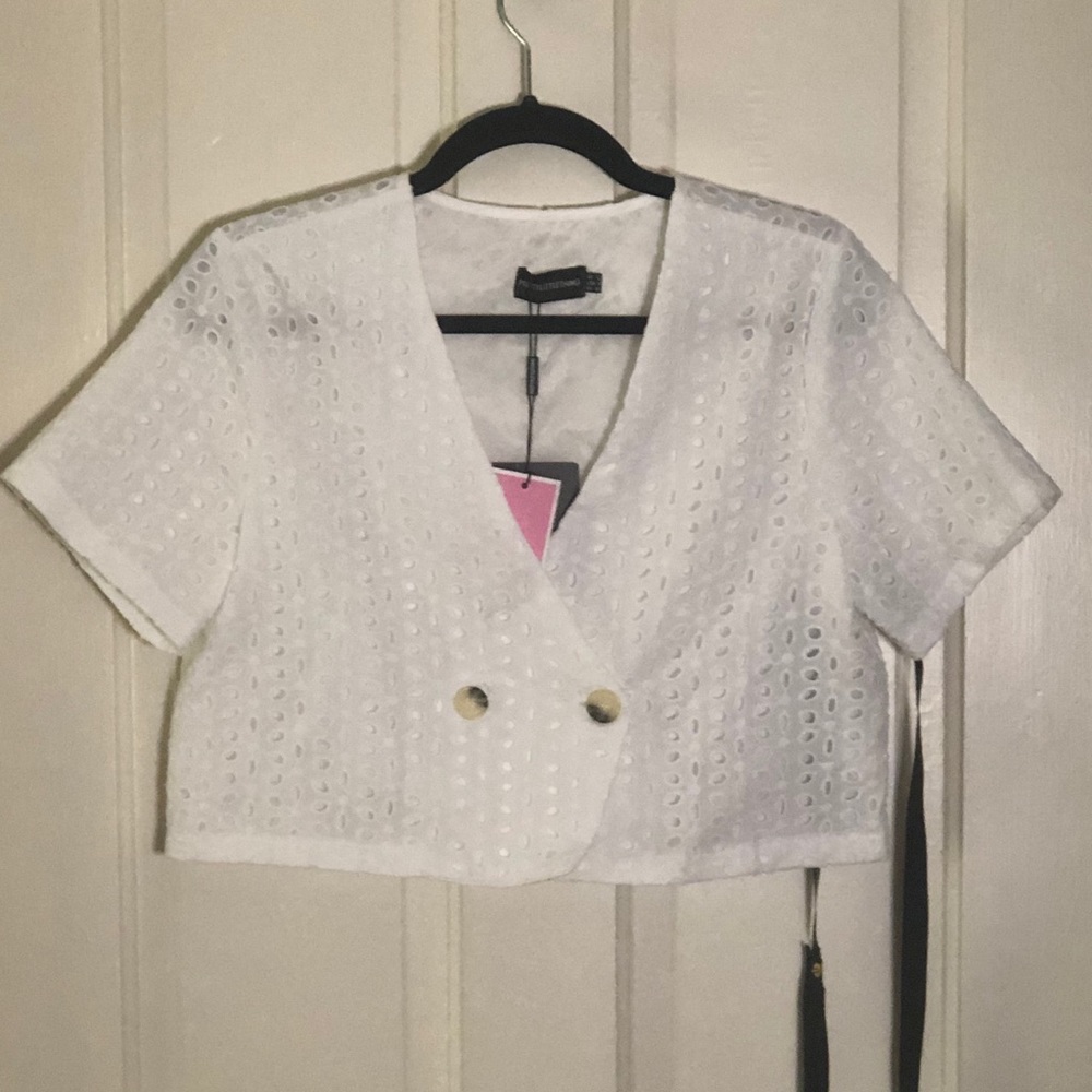 PrettyLittleThing Eyelet Crop Top